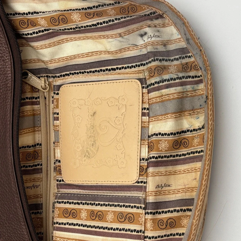 Brighton Woven Straw Leather Shoulder Bag Brown‎ Fringe Trim Boho Hobo